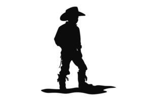 A Little Cowboy black silhouette vector