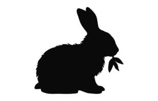 Easter Bunny Eating silhouette vector isolated on a white background