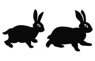 Two Rabbit are running silhouette vector isolated on a white background