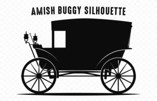 Amish buggy black Silhouette Vector isolated on a white background