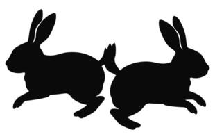 Two Rabbit are running silhouette vector isolated on a white background