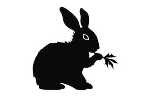 Easter Bunny Eating silhouette vector isolated on a white background