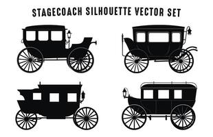 Stagecoach silhouettes vector Set, Vintage Stage coach Silhouette bundle