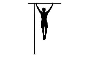 A Gymnastics on high bar black silhouette vector isolated on a white background