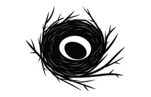 pájaro nido vector negro silueta aislado en un blanco antecedentes