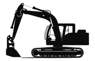 Excavator Silhouette vector isolated on a white background, Compact excavator, mini excavate clipart