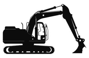 Excavator black Silhouette vector, Compact excavator silhouette, Mini excavate clipart vector