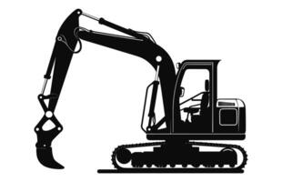 excavador negro silueta vector, compacto excavador silueta, mini excavar clipart vector