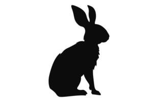 Rabbit vector black silhouette isolated on a white background