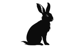 Rabbit vector black silhouette isolated on a white background