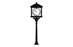 Old Street Clock black Silhouette Vector illustration