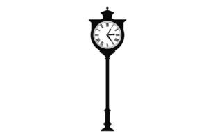 Old Street Clock black Silhouette Vector illustration