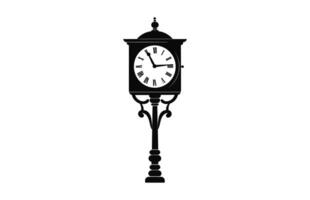 Old Street Clock Silhouette Vector isolated on a white background