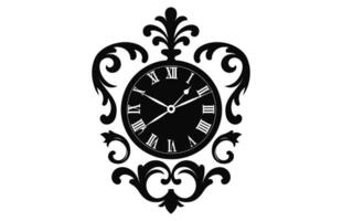 A Vintage clock vector black silhouette isolated on a white background