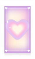 Gradient template with 90s style heart for social media story. Fashionable glamor aesthetics of the year 2000. Pastel pink, beige, purple, lilac colors. Vector illustration.