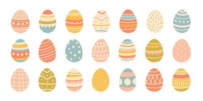 Set of cute colorful Easter eggs, Easter symbol, decorative vector elements collection. Collection of colored eggs. Vector illustration on white background.