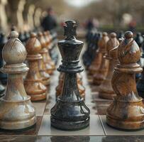 AI generated Chess pieces on the board photo