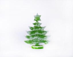 Wooden christmas tree decoration on white background. Xmas inspiration. photo