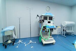 Medical modern equipment working on quarantine. Surgery clinical help in sterile ward. photo