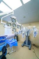 Modern surgical system. Medical robot. Minimally invasive robotic surgery. Medical background photo