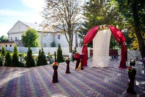 Arch for the wedding ceremony. Wedding floristic composition photo