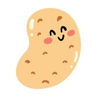 Cute hand drawn potato smiling. Kawaii funny vegetable character for kids. vector