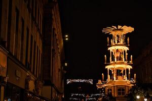 Night view of the building in the city photo