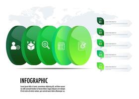 infografía modelo 5 5 paso para negocio dirección, vector