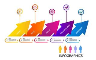 infographic template 5 bar graph for business direction, marketing strategy vector