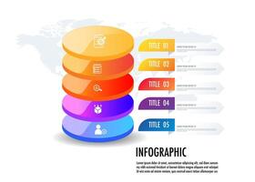 infografía modelo 5 5 paso para negocio dirección, vector