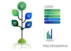 tree shape step option mind map infographic vector