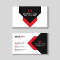 Corporate modern red and black business card design template vector