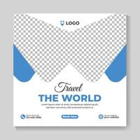Creative tour and travel social media post banner design template vector