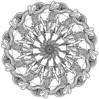 Zen doodle mandala on the theme of education and creativity, coloring page with ornate swirls and simple elements vector