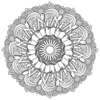 Outline mandala on education and school theme, meditative coloring page with ornate patterns vector