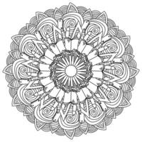 Outline mandala on education and school theme, meditative coloring page with ornate patterns vector