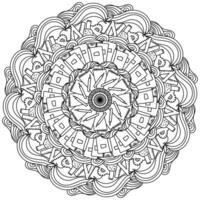 Fantasy mandala about learning, zen coloring page with ornate patterns and subjects on a school theme vector