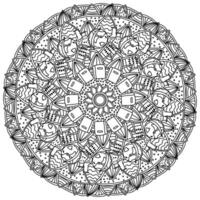 Creative mandala about education, meditative coloring page with ornate patterns and objects on a school theme vector