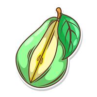 Slice of pear fruit hand draw style vector