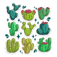 Cactus plant collection set. hand draw illustration art vector