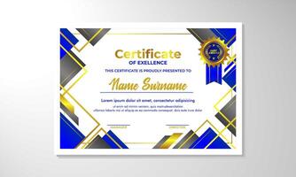 Certificate template with professional clean design. Vector illustration. Certificate of achievement abstract geometric texture decoration