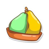 Slice of pear fruit hand draw style vector