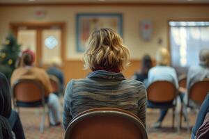 AI generated People sitting in chairs with therapists, in the style of loose gestures photo