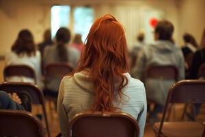 AI generated People sitting in chairs with therapists, in the style of loose gestures photo