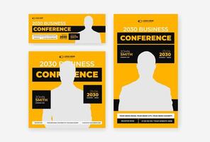 Conference social media design template vector