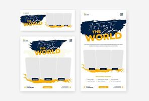 Travel social media design template vector