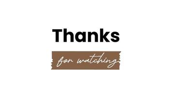 en brun och vit tecken den där säger tack för tittar på antal fot video