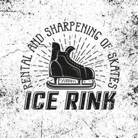 Retro hockey skate as an emblem for the ice rink. Grange texture on a separate layer and easily deactivated. vector