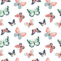 Seamless pattern with cute butterflies. Spring and summer pattern. Vector butterflies background.