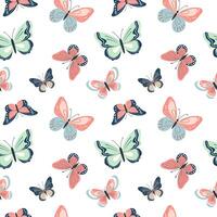 Seamless pattern with cute butterflies. Spring and summer pattern. Vector butterflies background.